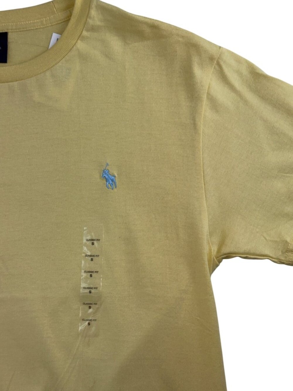 Polo Ralph Lauren Men's Small Pale Yellow T Shirt Blue Pony NWT Cotton Preppy - Picture 2 of 8